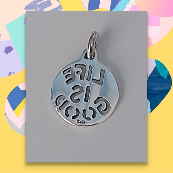 LIFE IS GOOD  Pendant Necklace,925 Sterling Silver - Picture 3 of 4